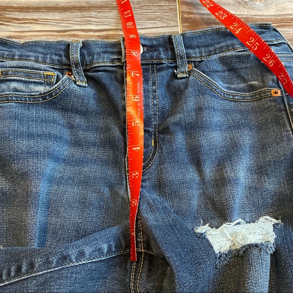 Gap Soft True Skinny Distressed Mid Rise Ankle Denim Jeans Dark Indigo Sz 4/27 - Picture 10 of 11